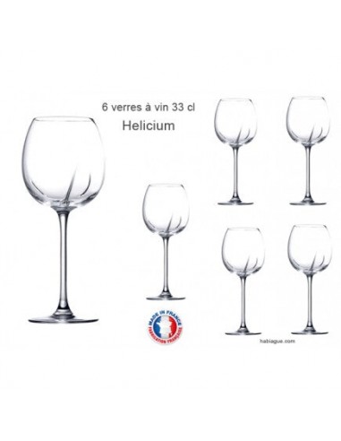 6 verres à vin Hélicium 33 cl pas cher 