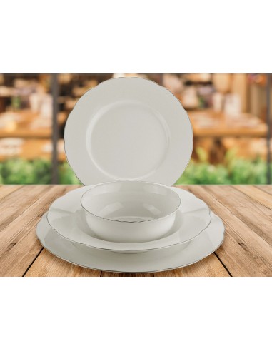 KUTAHYA PORCELAINE BONE OLYMPOS liseré argenté Service de table 6 personnes 24 pièces paiement sécurisé