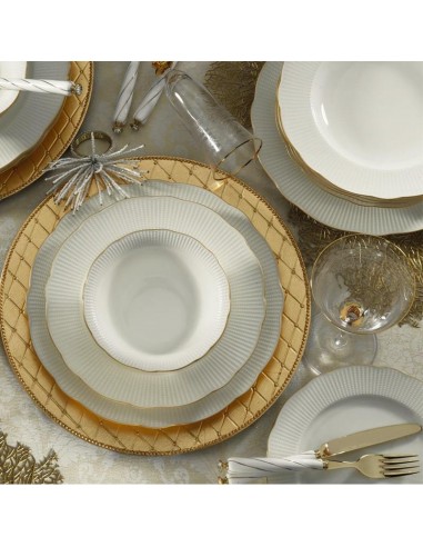 KUTAHYA PORCELAINE BONE ILAY Service liseré doré de table 6 personnes 24 pièces hantent personnes