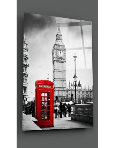 Tableau en verre - Londres Cabine téléphonique et Big Ben (Tour Grande Cloche) Voir les baskets