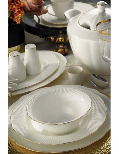 KUTAHYA PORCELAINE BONE ILAY Service liseré doré de table 12 personnes 80 pièces basket pas cher