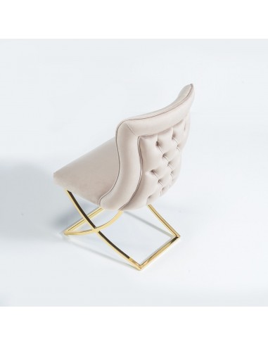 Chaise de salon, séjour et salle à manger ZEN - Design et moderne - Crème - Pieds en métal doré pas chere