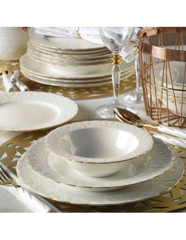 KUTAHYA PORCELAINE BONE AMORE BASAK GOLD Service de table 6 personnes 24 pièces Economisez 