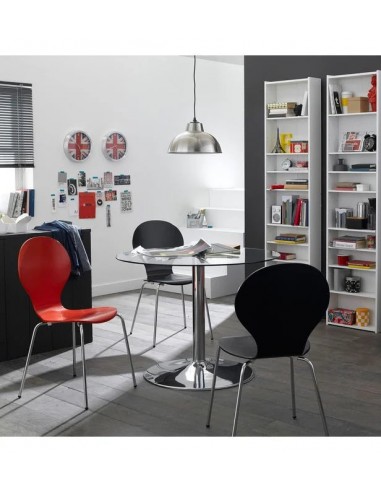 Set de 4 Chaises Moderne de salon, séjour et salle à manger Noir - pieds Chrome Comparez plus de prix