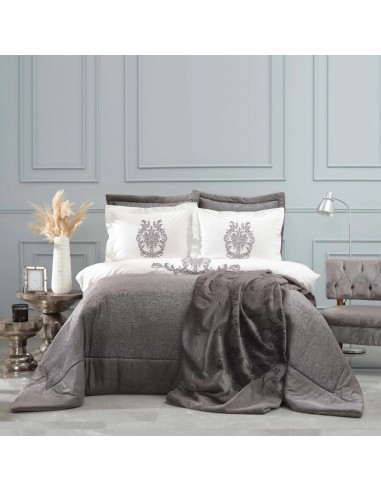 KARACA HOME BENJAMIN Ensemble de linge de lit complet avec couvre-lit 10 pièces gris offre 