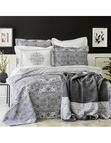 KARACA HOME BONAR  Ensemble de linge de linge de lit complet noir 50% de réduction en Octobre 2024