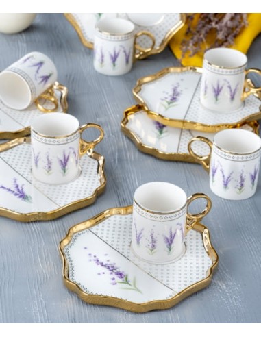 ACAR LAVENDER Set de 6 tasses à café en porcelaine - 90 ml les ligaments