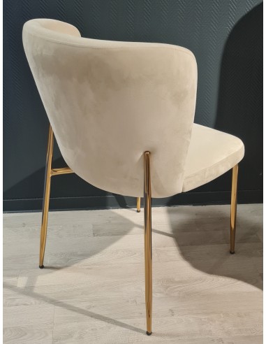 Chaise de salon, séjour et salle à manger PARS - Design et moderne - Crème - Pieds en métal doré ou a consommer sur place