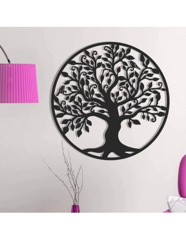 Arbre de vie et oiseaux - Décoration murale ronde en métal En savoir plus