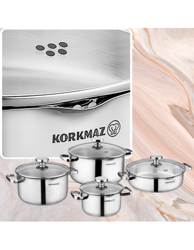 KORKMAZ AQUA Batterie de casseroles 8 pièces - Induction Faites des économies